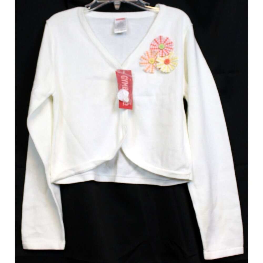 2006 Gymboree Freshly Picked Cardigan Sweater Ribbon Flowers White Spring sz 8